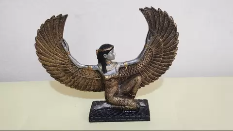 Ísis - Deusa Egípcia da Fertilidade Maternidade e Família - Estatueta em resina cor dourada - Imagem 2