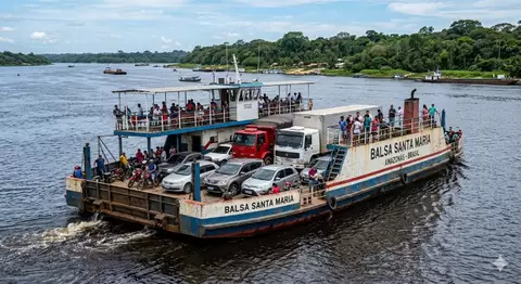 Balsa: Embarcação flutuante para transportar pessoas, veículos e cargas através de rios e lagos - Imagem 1