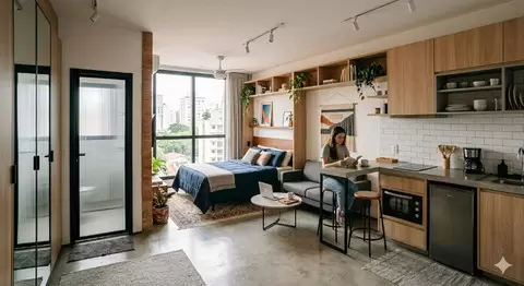 Studio:  Imóveis compactos, caracterizadas principalmente pela integração quase total de ambientes - Imagem 1