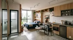 Studio:  Imóveis compactos, caracterizadas principalmente pela integração quase total de ambientes - 1